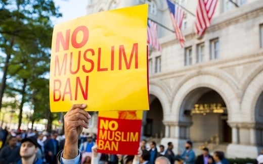 Sign reading No Muslim Ban.